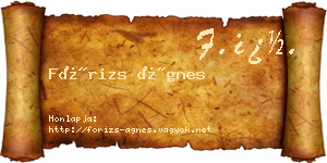 Fórizs Ágnes névjegykártya