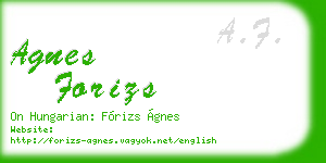 agnes forizs business card