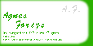 agnes forizs business card